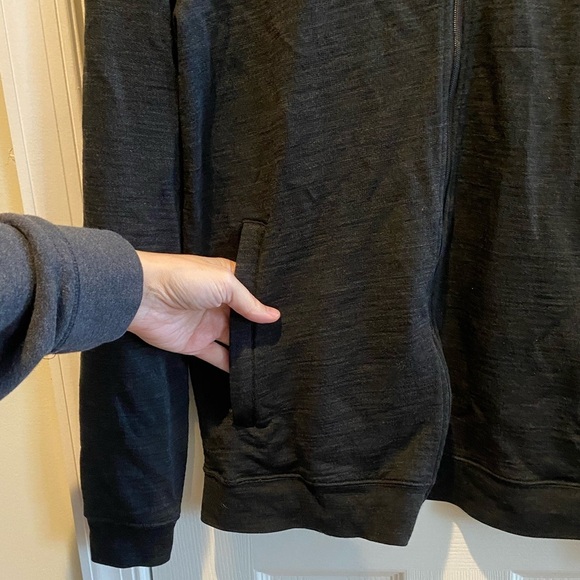 Ibex Jacket Womens Medium Black Merino Wool Full Zip Stand Collar Pockets Raglan - Picture 4 of 9